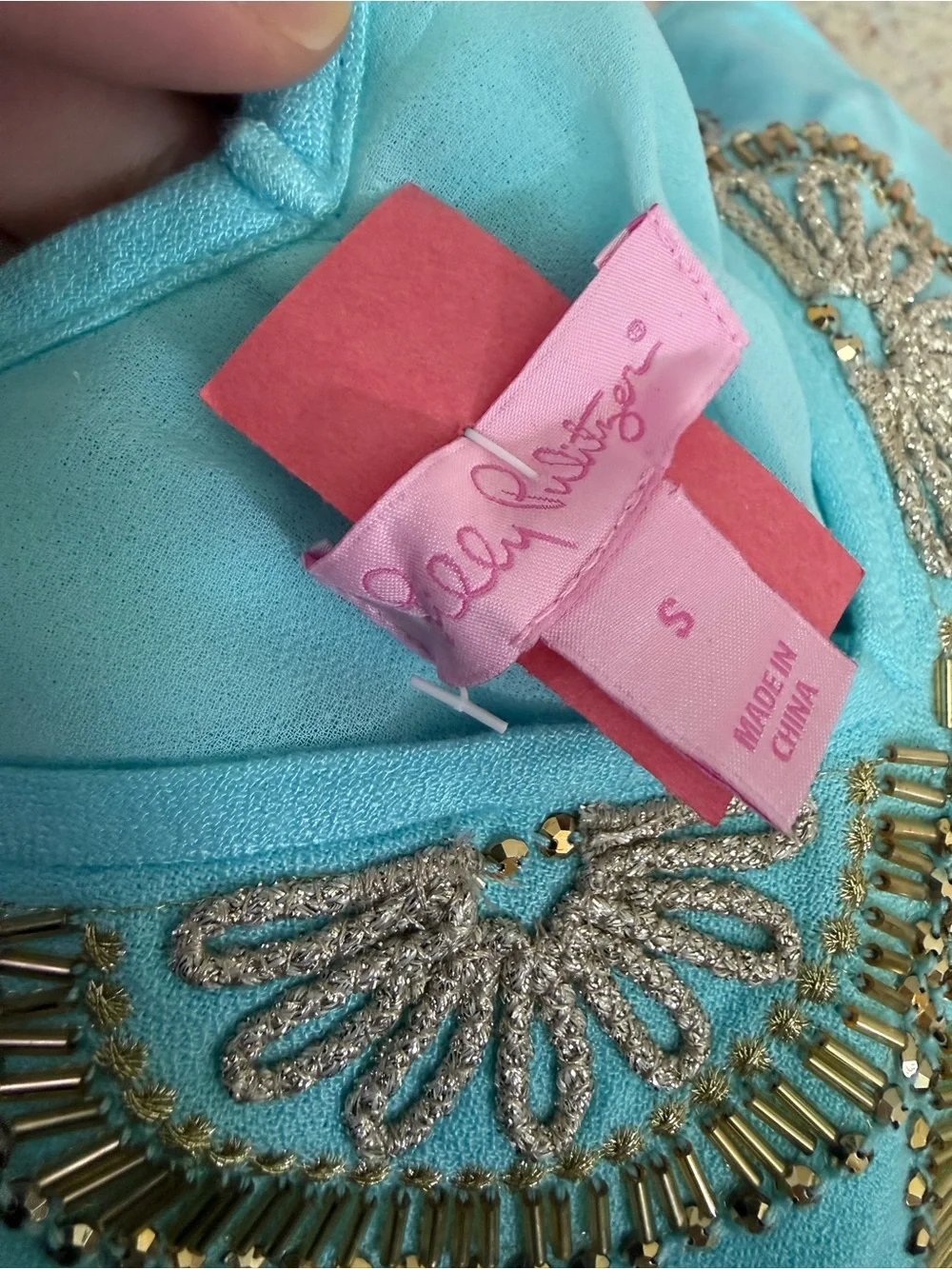 Lilly Pulitzer Turquoise Embellished Sleeveless Tunic